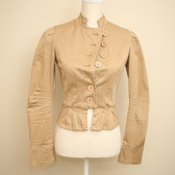 Marc Jacobs Jackets & Blazers - Marc Jacobs Khaki Peplum Cropped Jacket